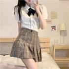 Puff-sleeve Shirt / Neck-tie