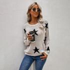Long Sleeve Star Print Knitted Top