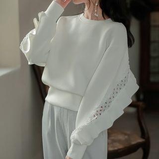 Lace Trim Ruffle Sweatshirt