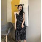 Spaghetti Strap Midi Dotted Layered Dress