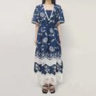 Short-sleeve Lace Panel Tunic Dress