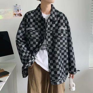 Checkerboard Denim Jacket