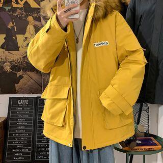 Lettering Zip-up Parka