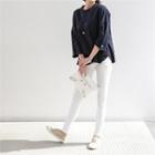 3/4-sleeve Fray-edge T-shirt
