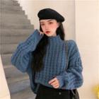 Pattern Mock Neck Sweater Sweater - Blue - One Size