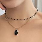 Gemstone Layered Necklace Necklace - Gemstone - Black - One Size