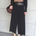 Textured Wide-leg Pants With Belt
