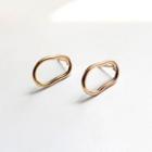 Metal Loop Ear Stud 1 Pair - Studded Earring - Gold - One Size