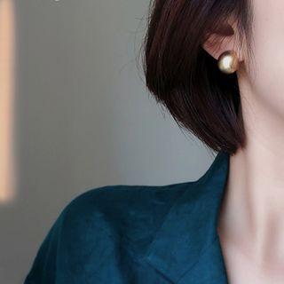 Matte Alloy Earring 1 Pair - Clip On Earrings - Gold - One Size