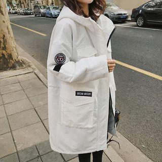 Applique Zip Hooded Padded Coat