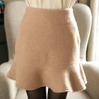 Ruffle-hem Textured Miniskirt