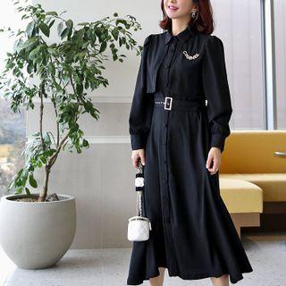 Belted Flap Long Shirtdress