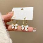 Bow Alloy Dangle Earring E4499 - 1 Pair - White - One Size