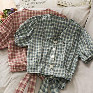 Tie-back Checker Crop Shirt