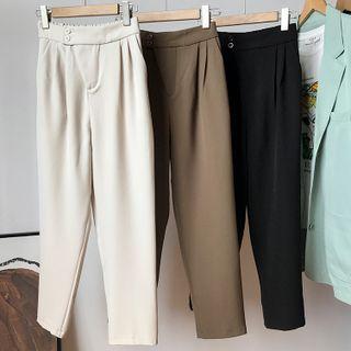 Long-sleeve Plain Wide-leg Pants
