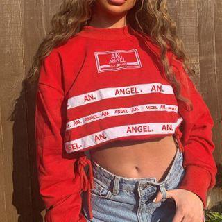 Long Sleeve Drawstring Lettering Crop Top