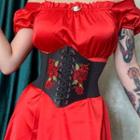 Floral Embroidered Lace-up Corset Belt