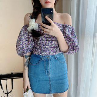 Floral Off-shoulder Puff Sleeve Top