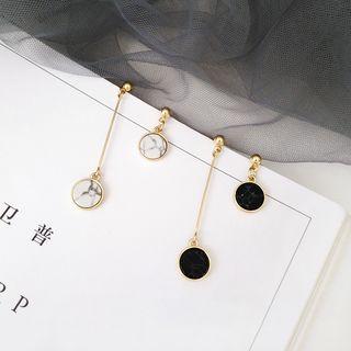 Non-matching Marble Print Disc Dangle Earring