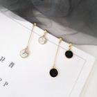Non-matching Marble Print Disc Dangle Earring
