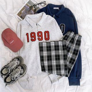 Long-sleeve Half Zip Printed Sweatshirt