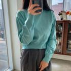 Colored Round-neck Knit Crop Top