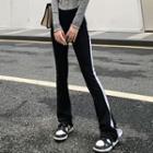 Color Block Striped Stretch Micro Flared Pants Black - One Size