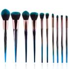 Set Of 10: Makeup Brush Set Of 10: Grayish Blue - One Size