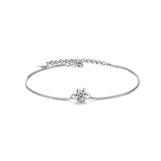 925 Sterling Silver Fashion Simple Geometric Cubic Zirconia Bracelet Silver - One Size