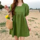 Short-sleeve A-line Mini Dress Dress - Green - One Size