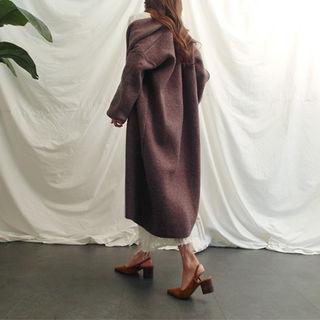 Balloon-sleeve Open-front Knit Coat