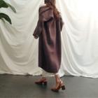 Balloon-sleeve Open-front Knit Coat