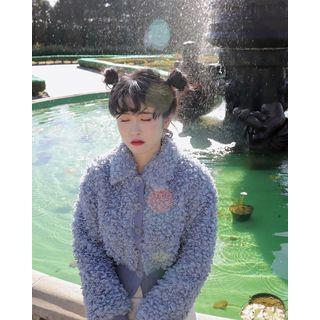 Fleece Open Front Jacket Blue - One Size