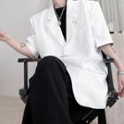 Short-sleeve Metal Accent Blazer