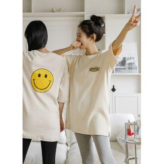Letter Smiley-printed Longline T-shirt