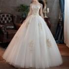 Strapless Sequined Embroidered A-line Wedding Gown