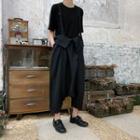 Cropped Harem Suspender Pants Black - One Size