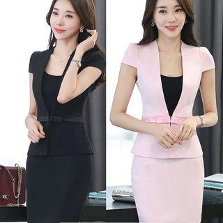 Set: Plain Short-sleeve Top + Skirt