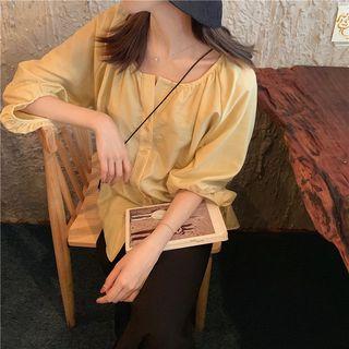 Plain Loose-fit Blouse / Midi Skirt