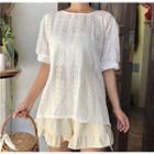 Short-sleeve Tie-back Eyelet Lace Top
