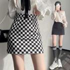 High Waist Checkered Mini Skirt