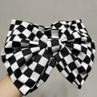 Checkered Bow Knit Headband 1pc - Black & White - One Size
