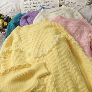 Lace-trim Loose-fit Sweater In 6 Colors