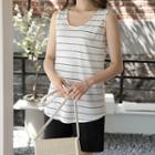 Sleeveless Striped Linen Blend Top
