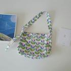 Floral Zip Shoulder Bag Pink & Green - One Size