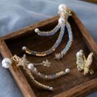 Wedding Rhinestone Butterfly Hair Clip Gold - 3 Pcs