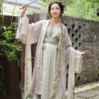 Floral Embroidered Jacket / Long-sleeve Top / Maxi A-line Skirt / Scarf / Hanfu Set