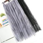 Sequined Detail Mesh Overlay Skirt