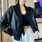 Open-front Faux Leather Jacket