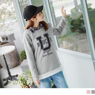 Long Sleeve Contrast Hem Print Top
